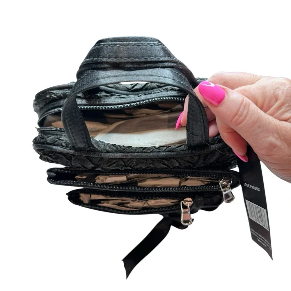 Studio Selection Women's‎ Cosmetic Bag Set 3 Make Up Bags black Ruched  8